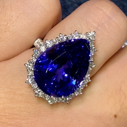 Pear Cut Tanzanite Diamond Cocktail Ring Clayfield Jewellery