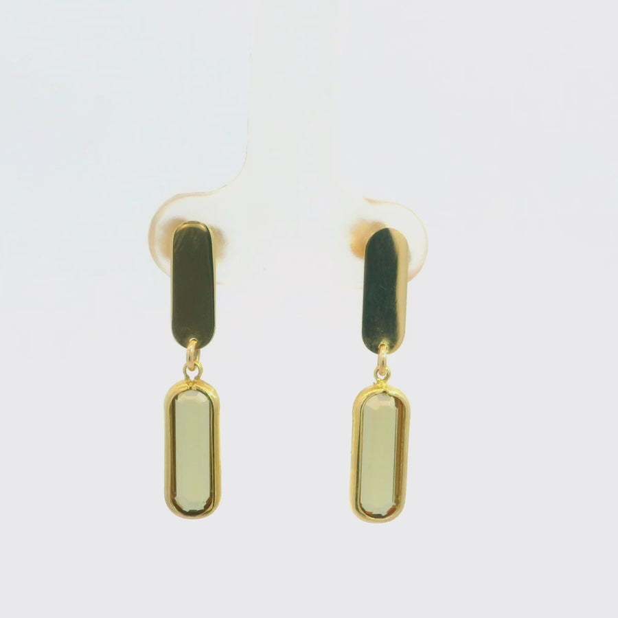 Lemon Quartz & Yellow Gold Drop Earrings