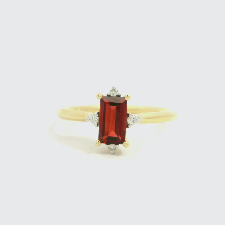 Radiant Cut Garnet & Diamond Dress Ring