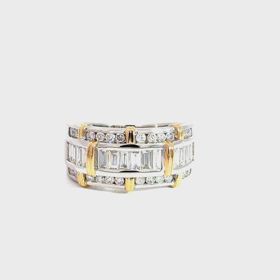 Baguette & Round Cut Diamond Dress Ring