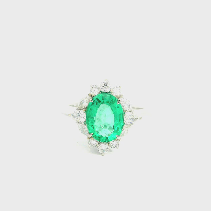 Oval Cut Emerald & Diamond Dress Ring