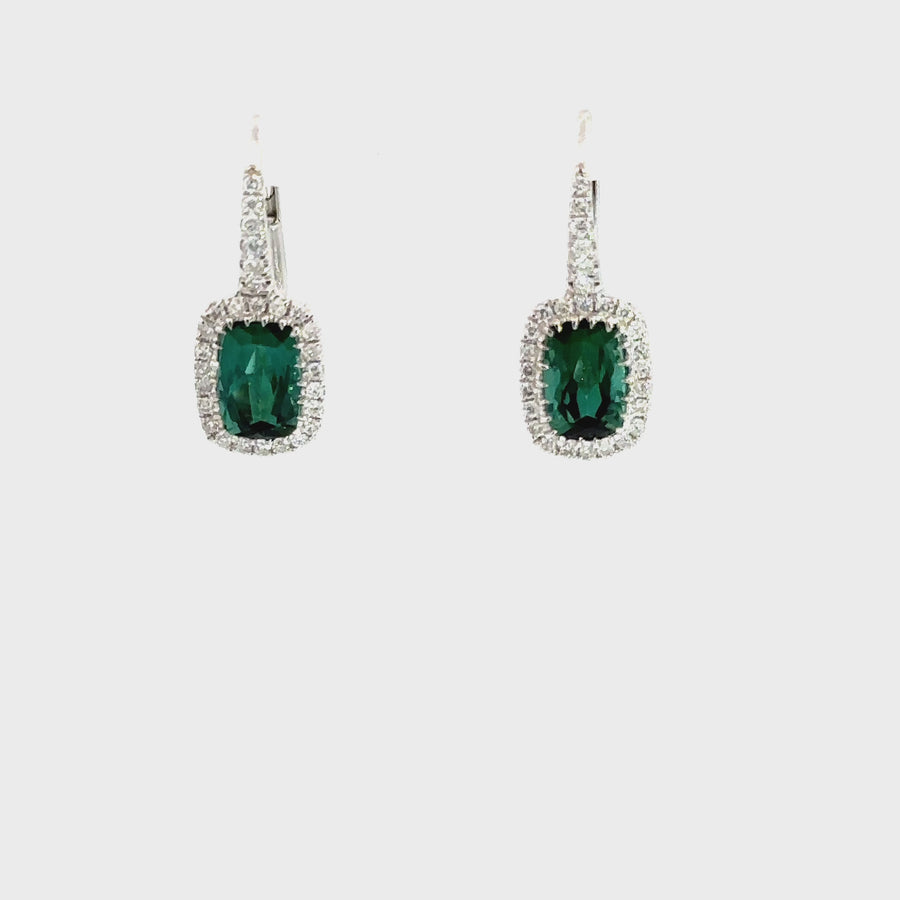 Green Tourmaline & Diamond Drop Earrings
