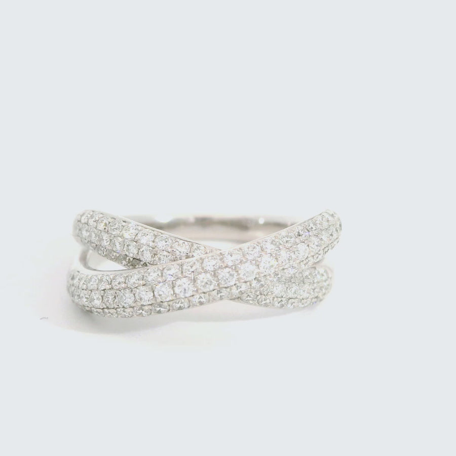 Crossover Pave Set Diamond Dress Ring