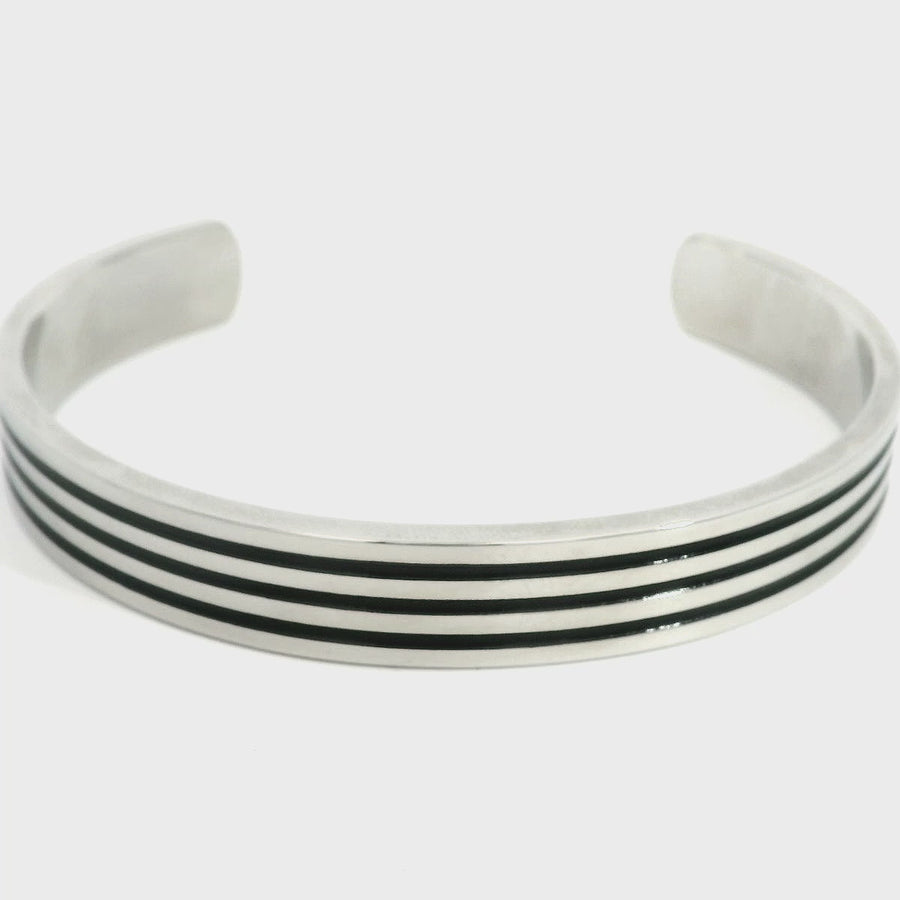 Stainless Steel & Black Enamel Cuff