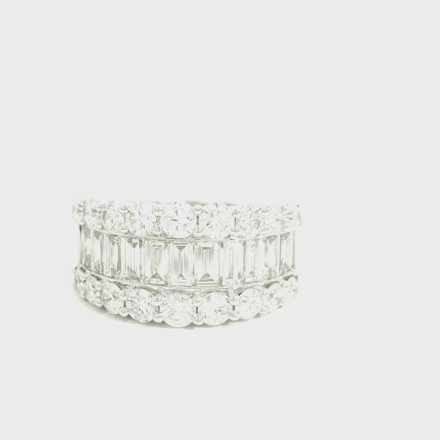 Baguette & Round Cut Wide Diamond Dress Ring
