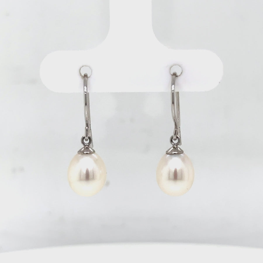 Fresh Water Pearl & White Gold Dainty Drops