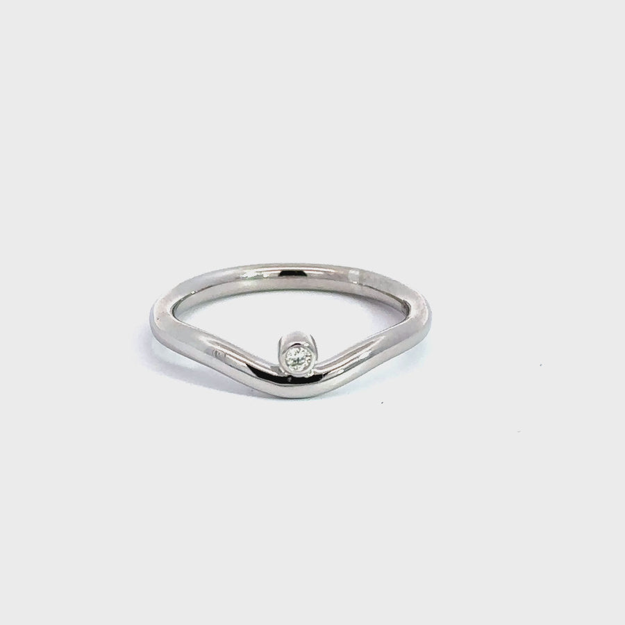 Diamond & White Gold Curved Band