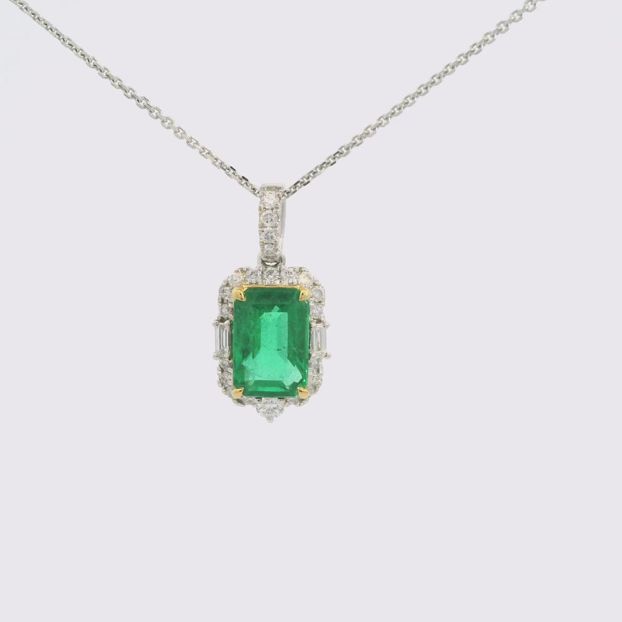 Emerald & Diamond Two Tone Pendant