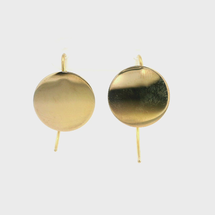 Yellow Gold Disc Drop Earrings