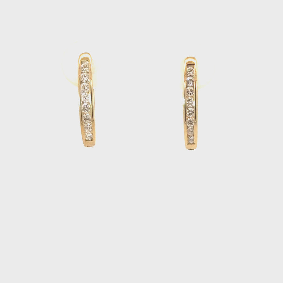 Diamond & Yellow Gold Channel Set Huggies