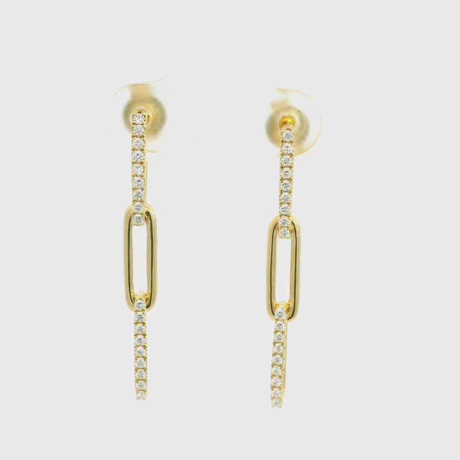 Lab Grown Diamond & Yellow Gold Elongated Link Drop Earrings