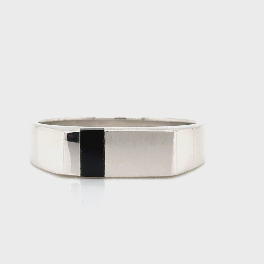 Sterling Silver & Onyx Rectangle Signet Ring