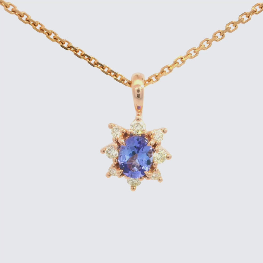 Tanzanite, Diamond & Rose Gold Pendant