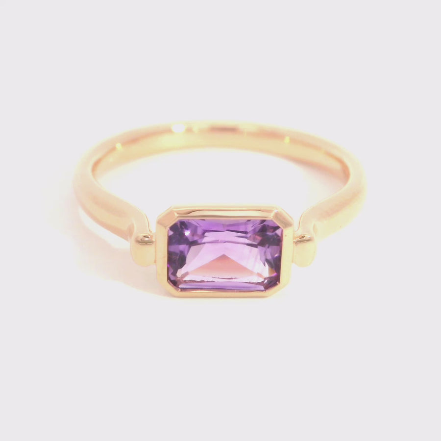 Emerald Cut Amethyst & Rose Gold Dress Ring