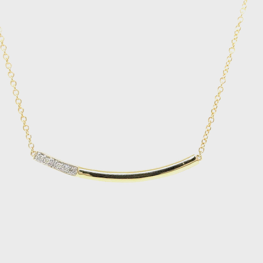 Diamond & Yellow Gold Bar Necklet