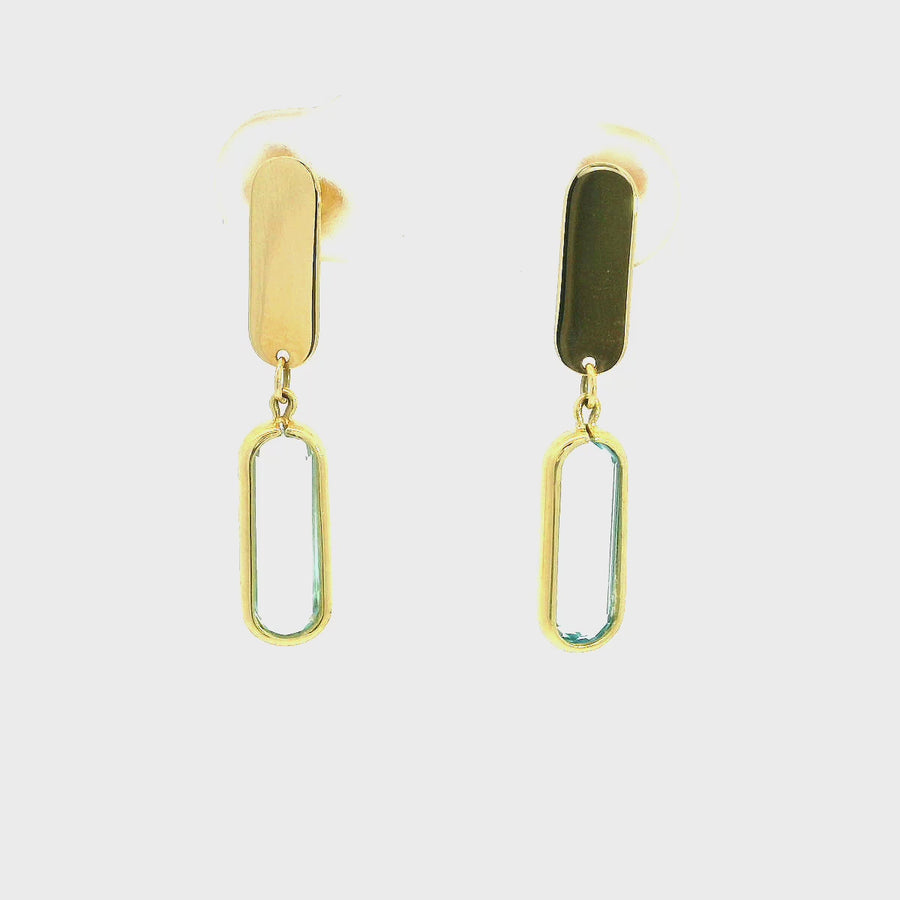 Topaz & Yellow Gold Bar Drop Earrings