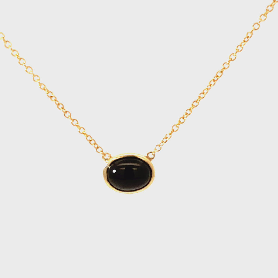 Oval Cut Onyx & Yellow Gold Necklet