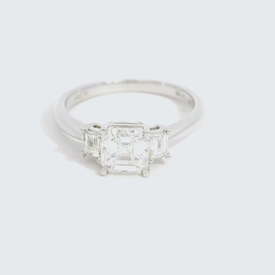 Square Emerald Cut & Baguette Cut Diamond Trilogy