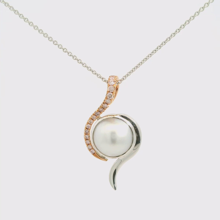 Ellendale Pink Diamond & South Sea Pearl Pendant