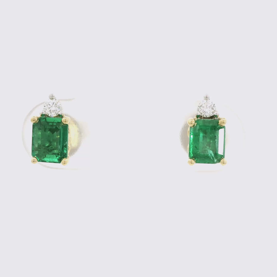 Emerald & Diamond Claw Set Studs