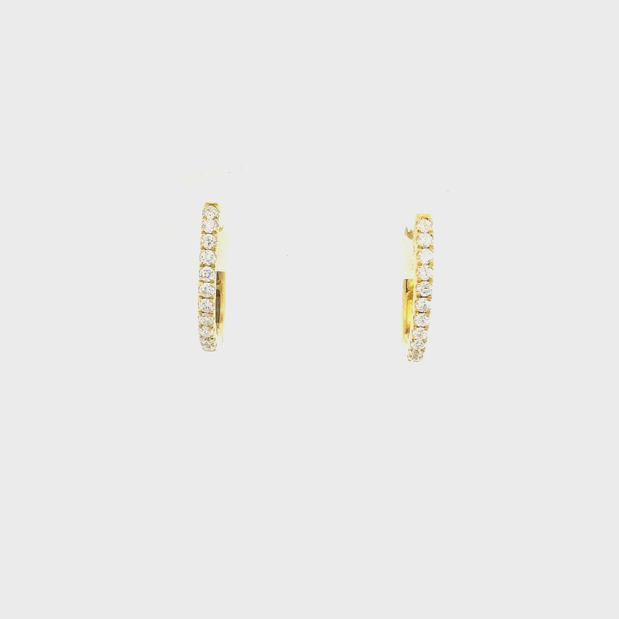 Oval Shaped Diamond & Yellow Gold Huggies