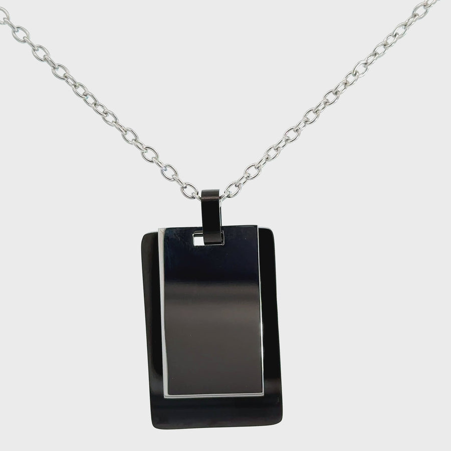 Stainless Steel & Black IP Double Dog Tag Necklet