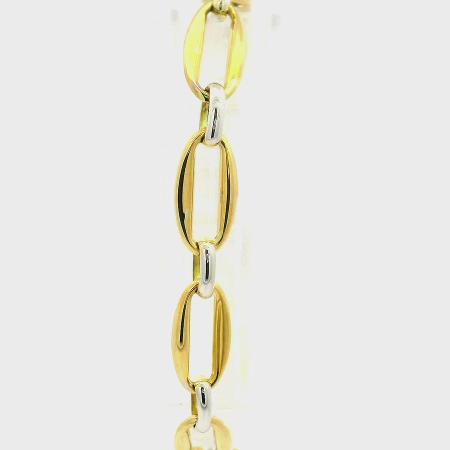 9ct Yellow & White Gold Open Link Bracelet