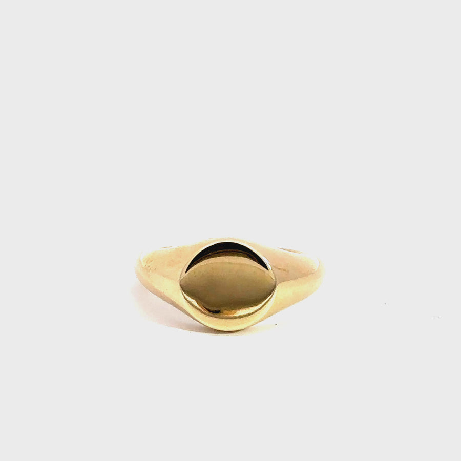 Custom Made Yellow Gold Round Signet Ring