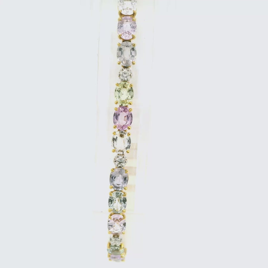 Oval Cut Multi-Colour Sapphire & Diamond Bracelet