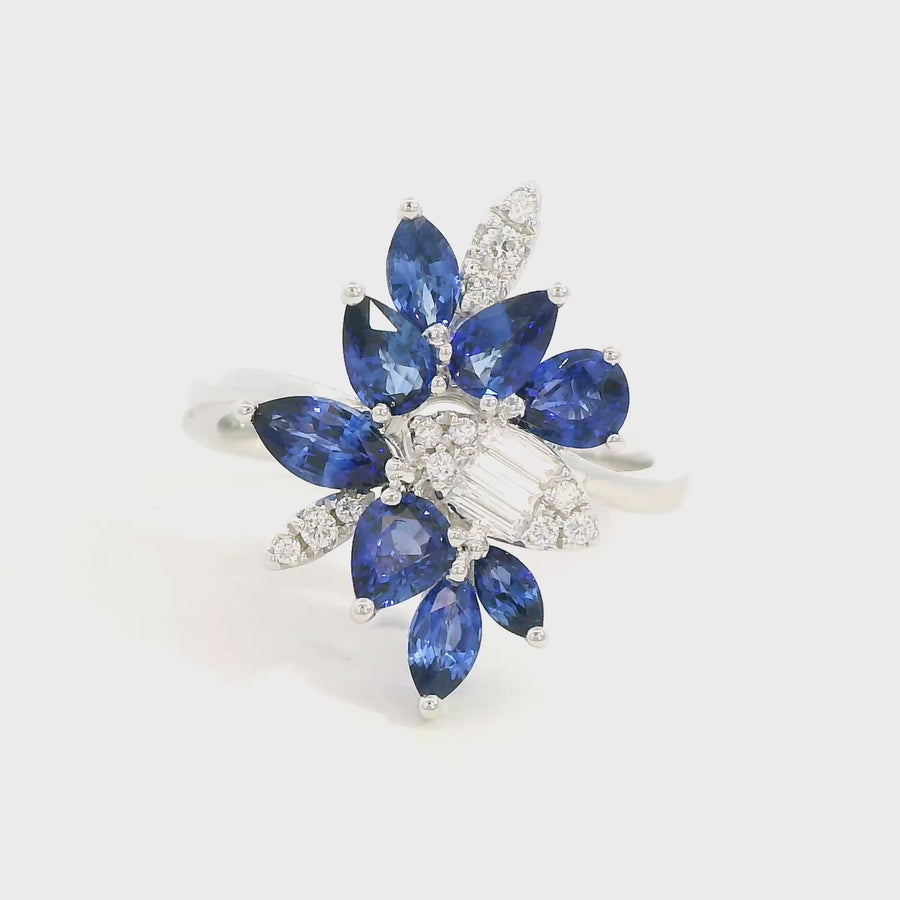 Cluster Set Sapphire & Diamond Dress Ring