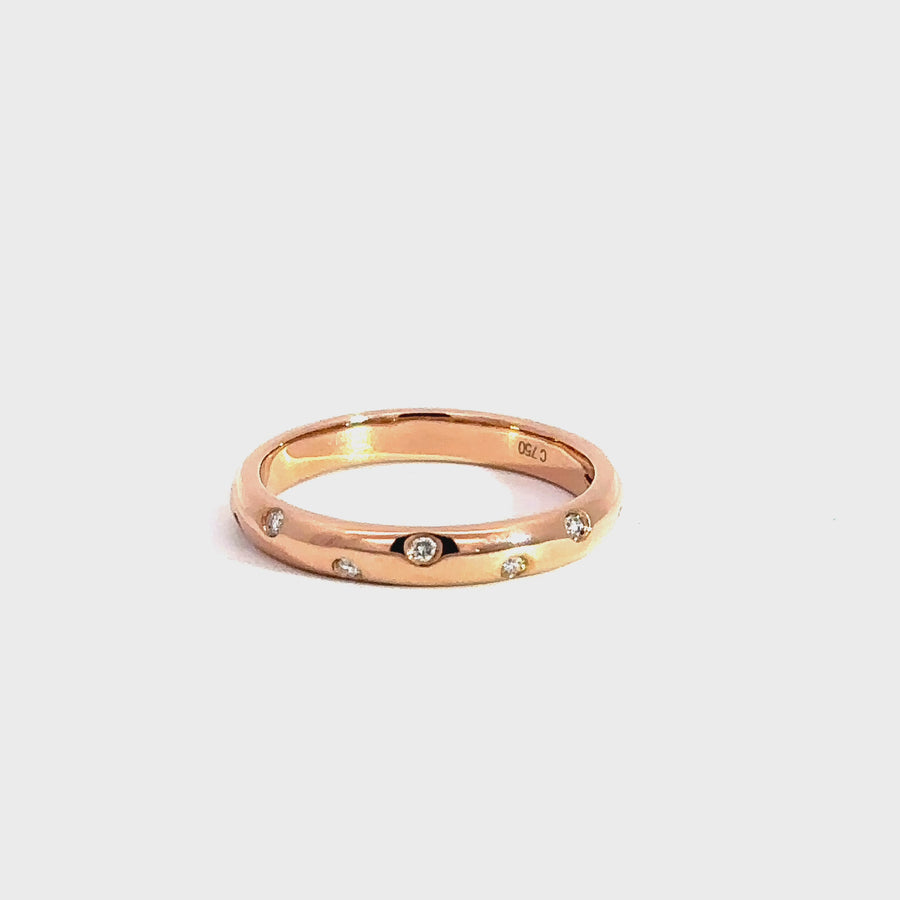 Diamond & Rose Gold Hammer Set Band