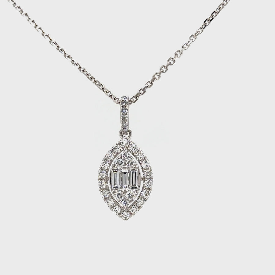 Cluster Set Diamond & White Gold Marquise Pendant