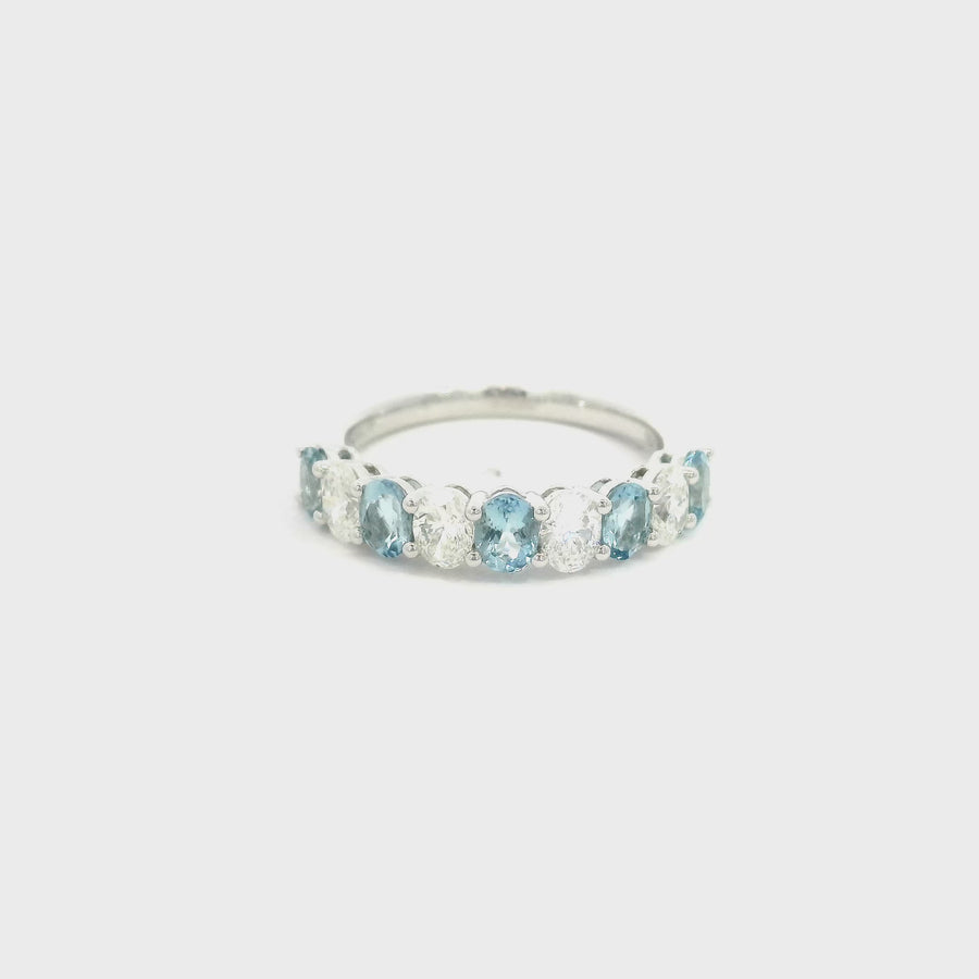 Aquamarine & Diamond Oval Cut Band