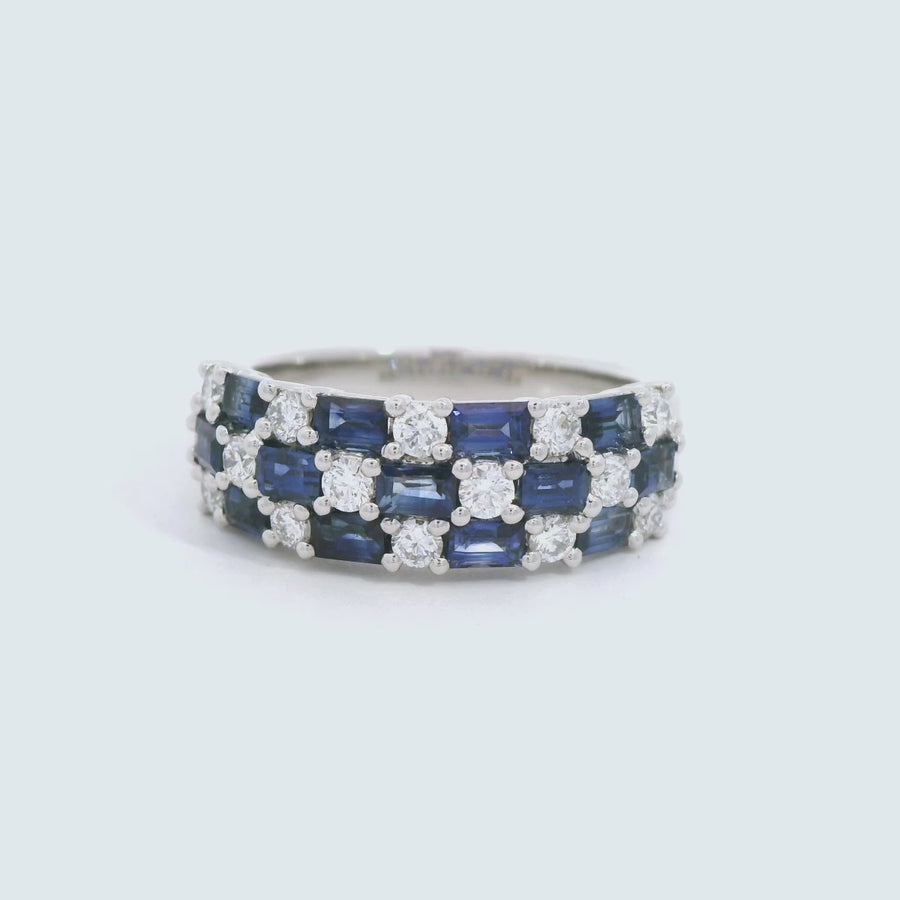 Baguette & Round Cut Sapphire Dress Ring