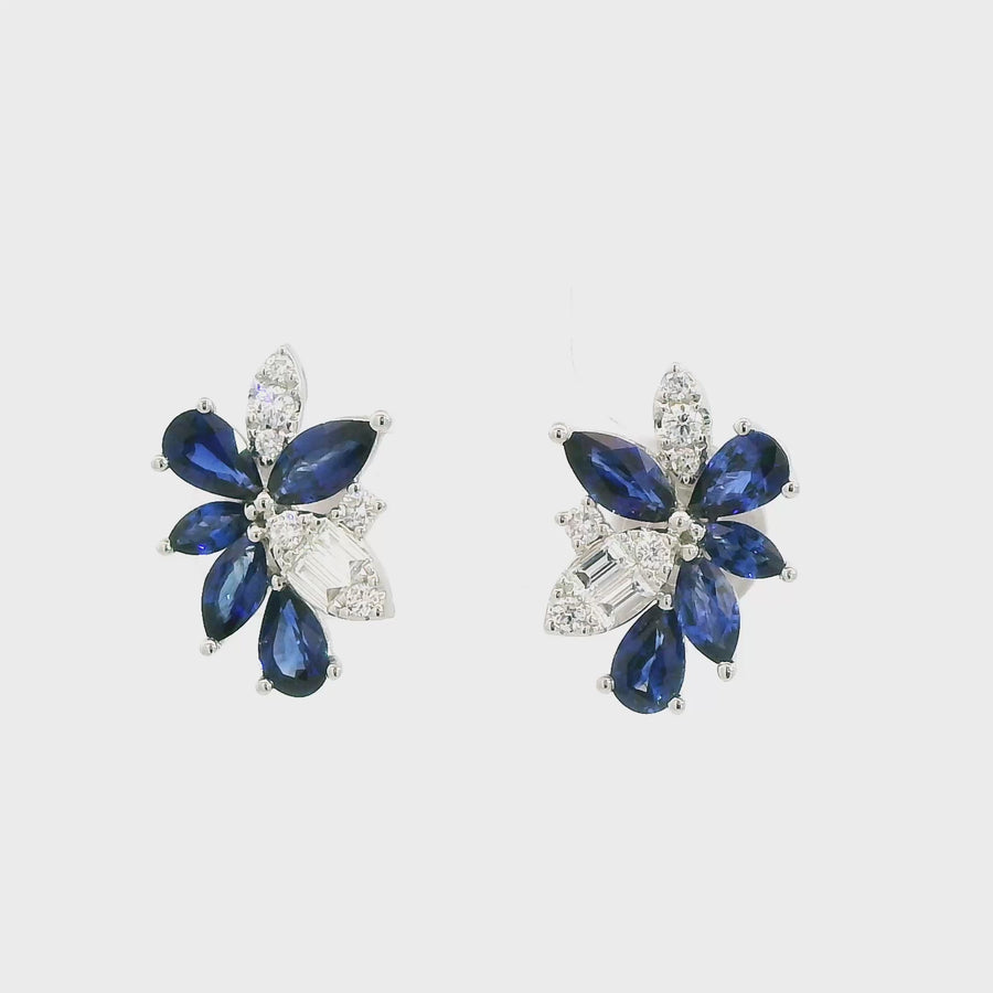 Cluster Set Sapphire & Diamond Studs
