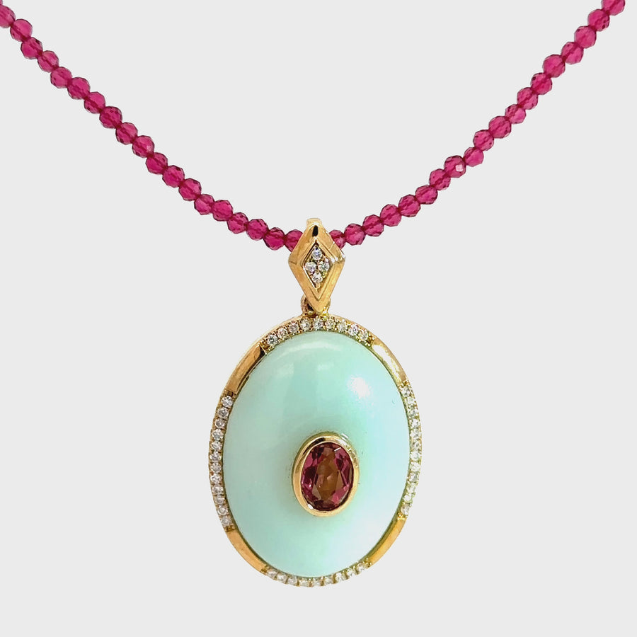 Amazonite, Pink Tourmaline & Diamond Enhancer