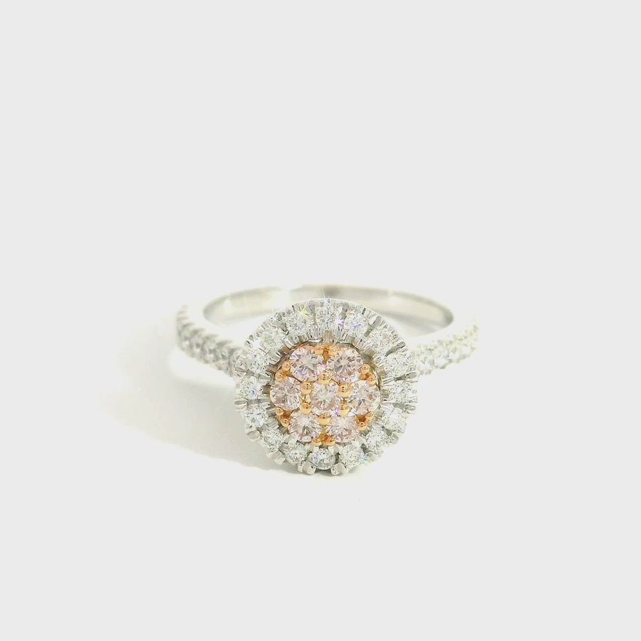 Pink & White Diamond Circle Cluster Ring