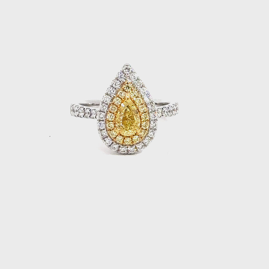 Yellow Diamond Pear Cut Ring