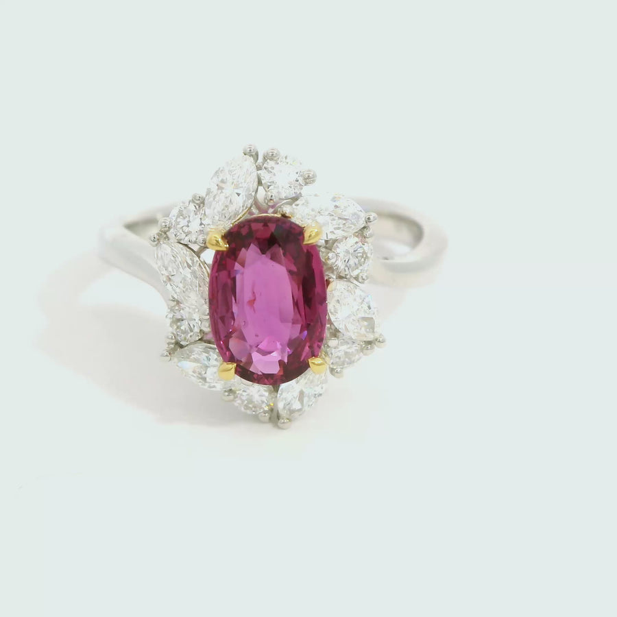 Ruby, Marquise & Round Cut Diamond Dress Ring