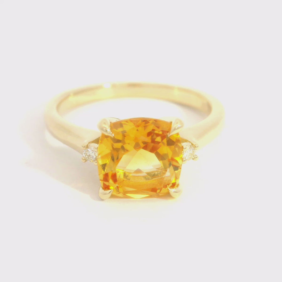 Cushion Cut Citrine & Diamond Dress Ring