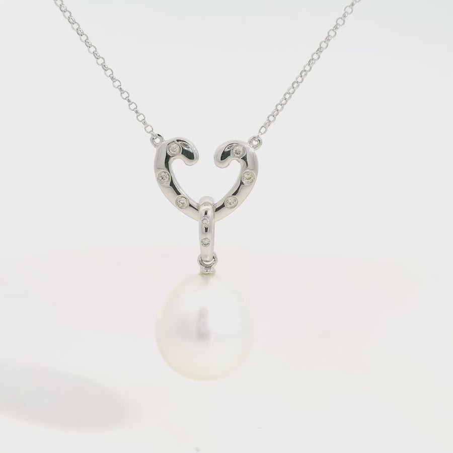 Diamond & South Sea Pearl Love Necklet
