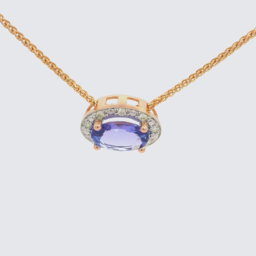 Tanzanite, Diamond, White & Rose Gold Slider Pendant