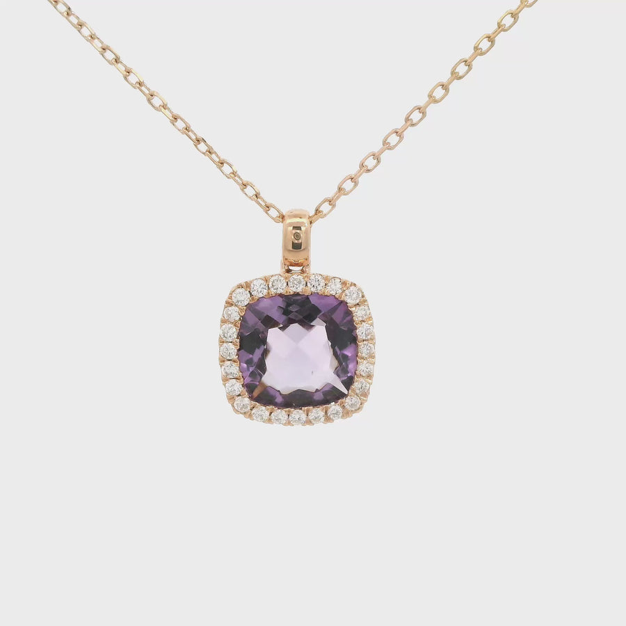 Cushion Cut Amethyst & Diamond Pendant