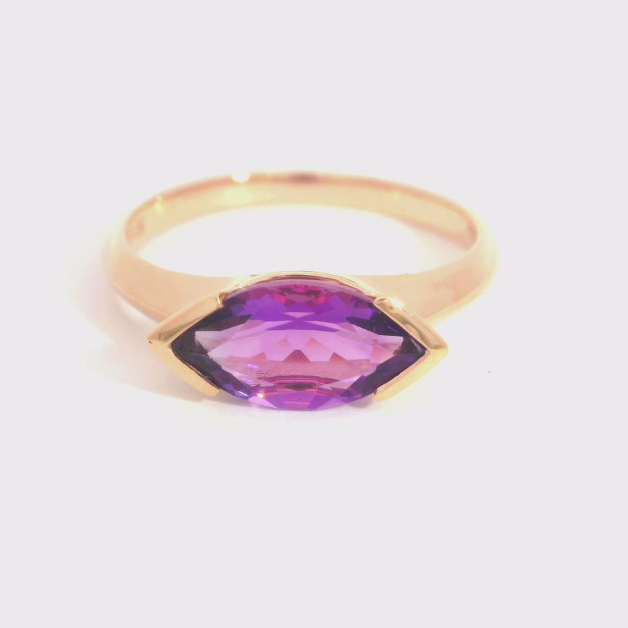 Marquise Cut Amethyst & Rose Gold Dress Ring