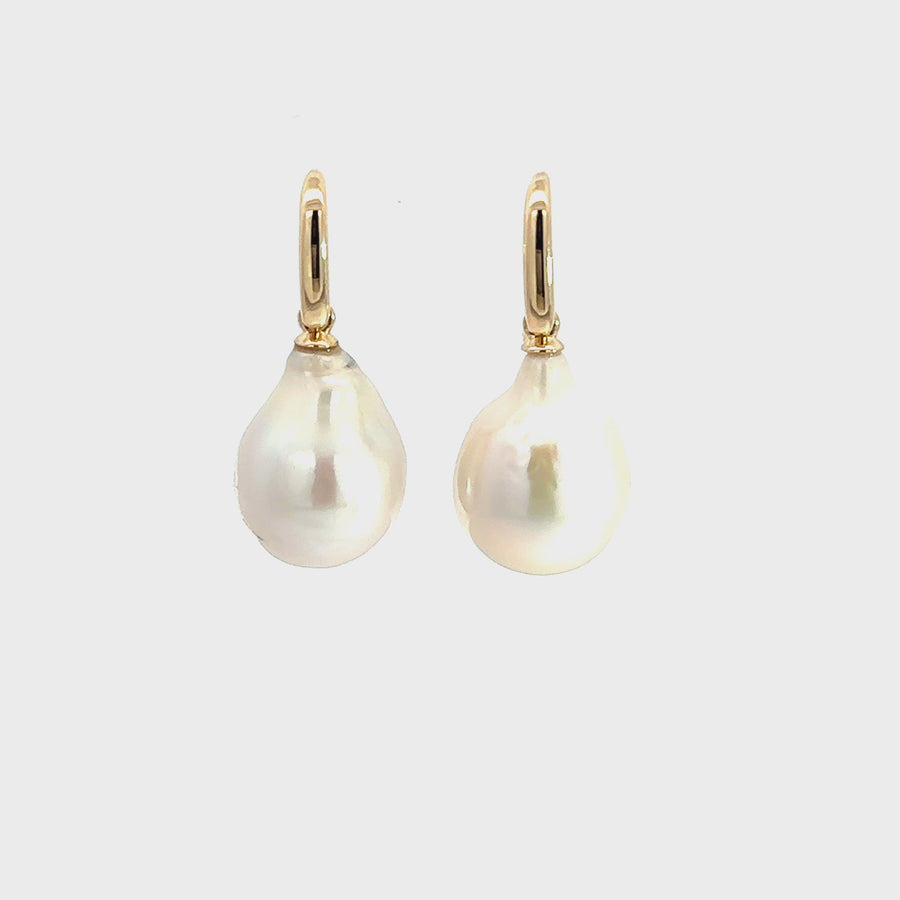 Baroque Freshwater Pearl & Yellow Gold Drops