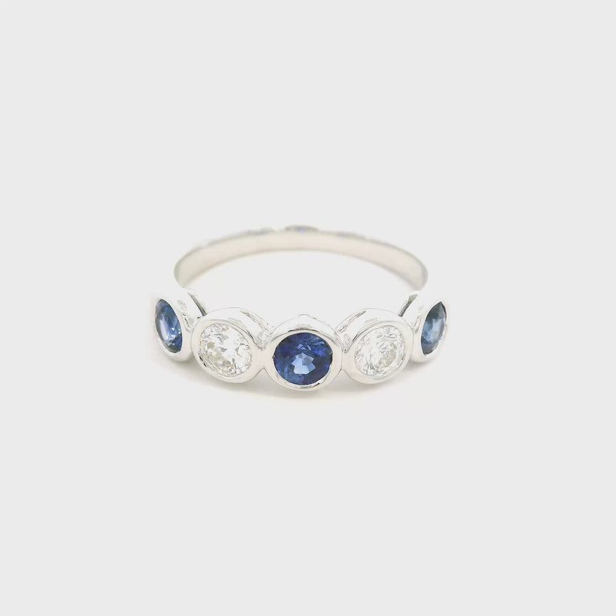 Sapphire & Diamond Bezel Set Band