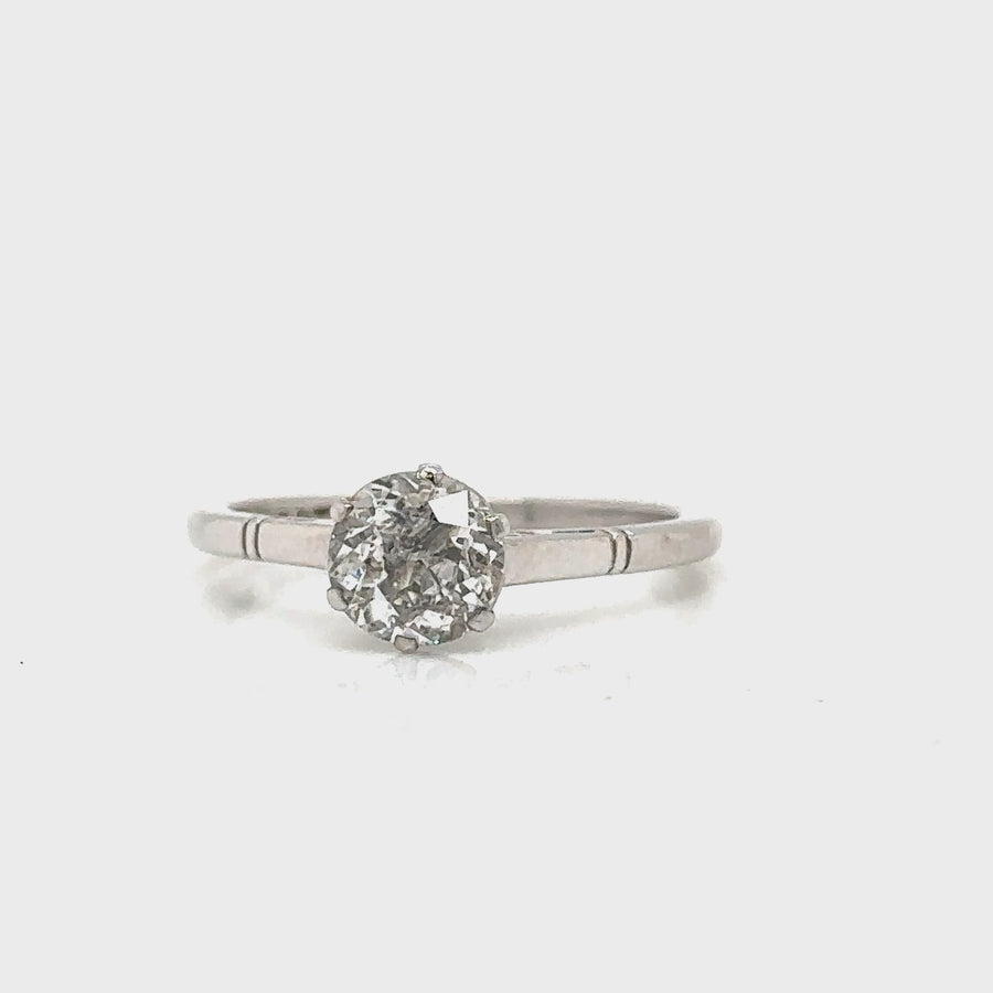 Antique Diamond, White Gold & Platinum Solitaire