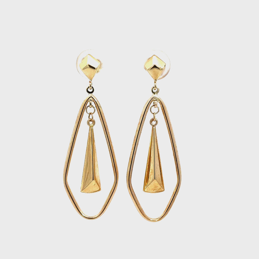 Yellow Gold Geometric Drop Earrings