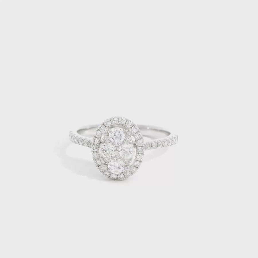 Cluster Set Diamond & White Gold Engagement Ring