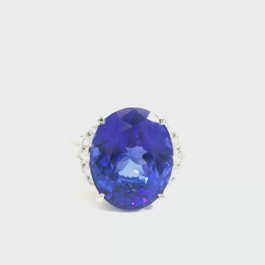 Oval Cut Tanzanite & Diamond Cocktail Ring